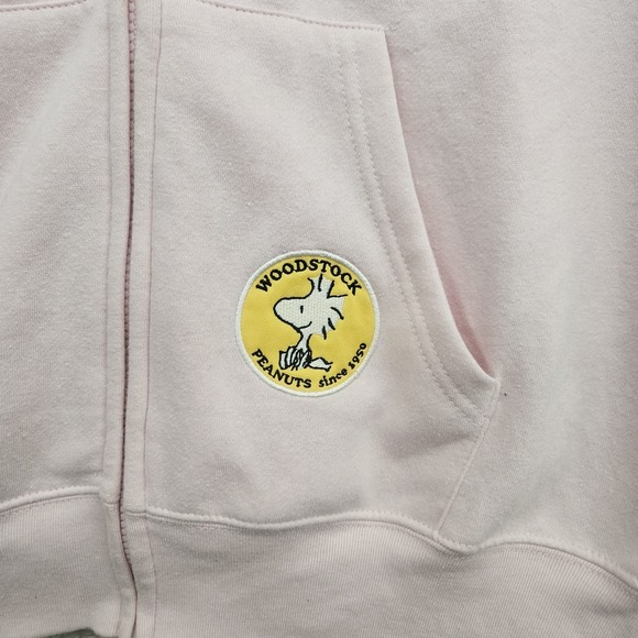 Peanuts Snoopy Full Zip Hoodie Womens Medium Pink Woodstock Sweatshirt Y2K Style - Picture 9 of 14